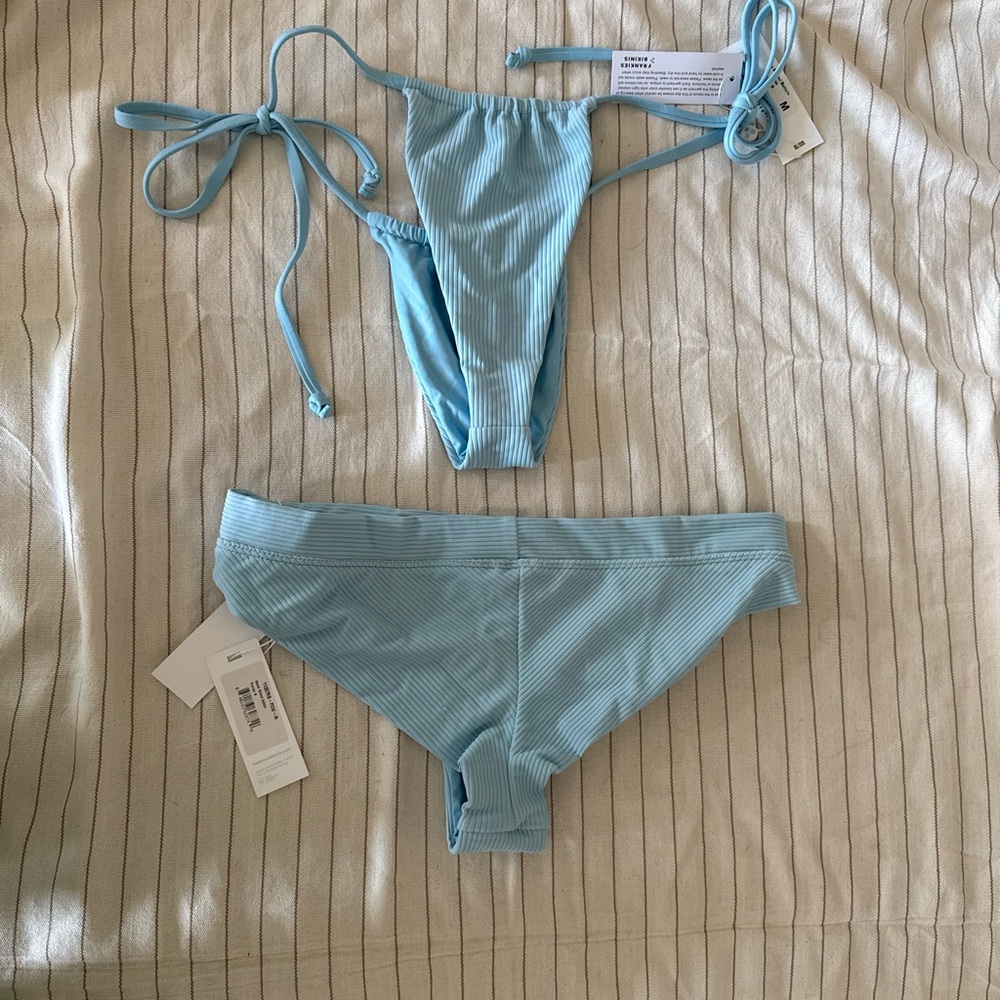 Frankie’s Light Blue Ribbed Bikini - two bottoms